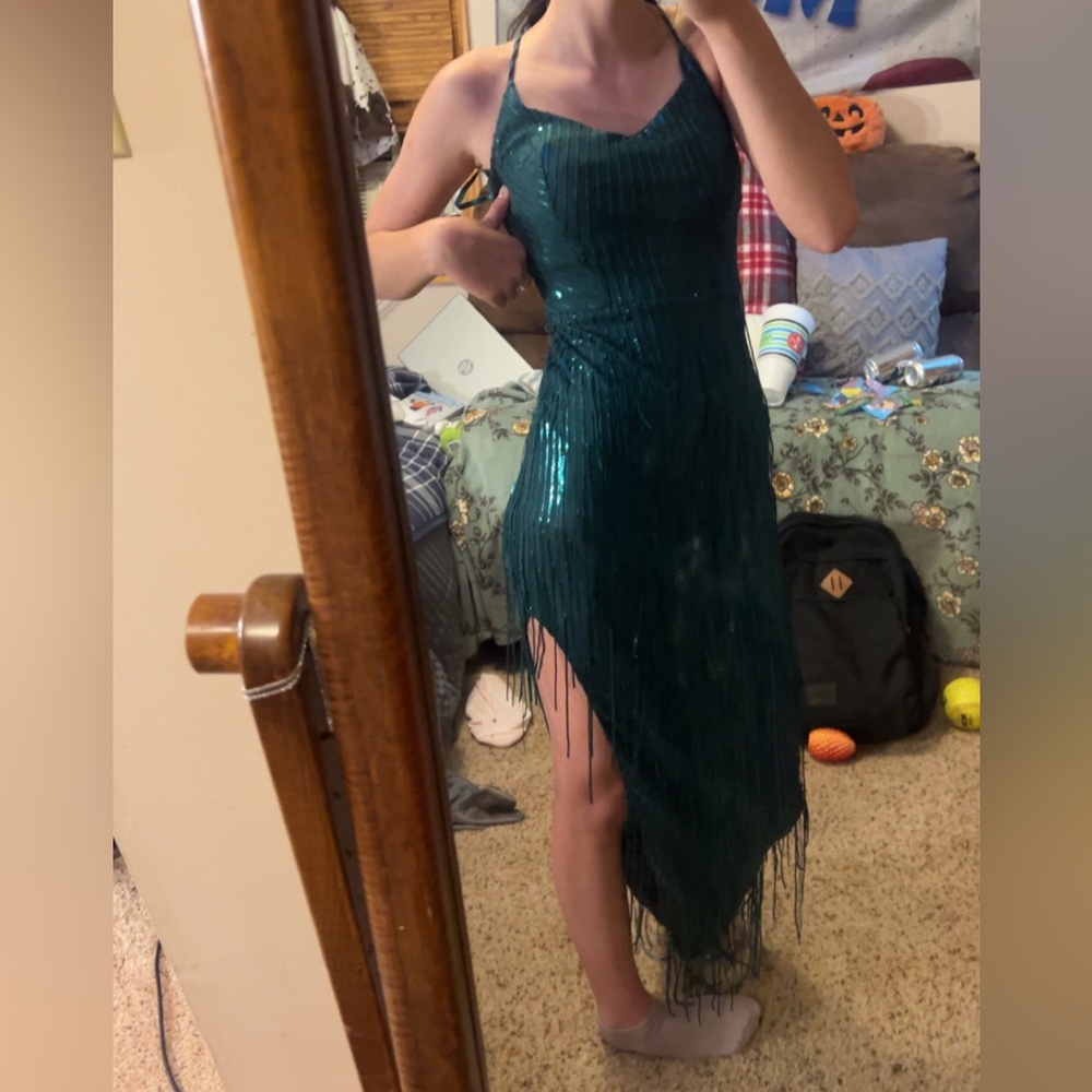 Elegant Green Fringe Dress